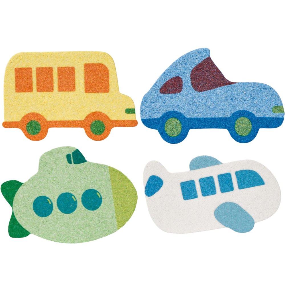 4PCS Baby Sponge for Bathing, Cartoon Soft Baby Bath Sponge, Cute Shower Washcloths for Toddler Kids, Sports Cars + Buses + Submarines + Planes..