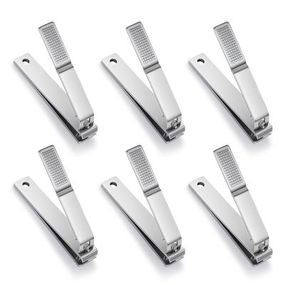 6Pcs Straight Nail Clippers for Thick Nails, Stainless Steel Toenail Clippers, Large Straight Edge Nail Cutters, Heavy Duty Fingernail Clipper for Men Women