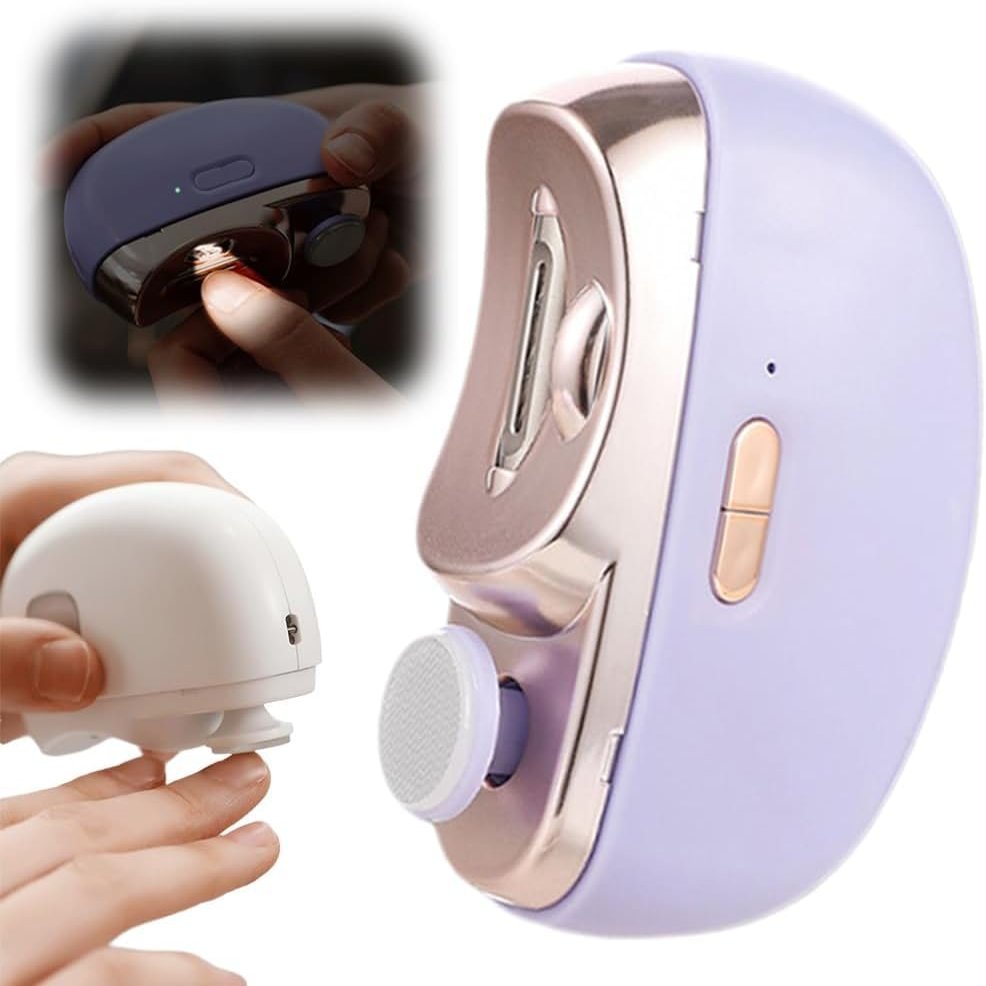 2 in 1 Electric Nail Clippers, Upgrade Electric Polishing Automatic Nail Clippers for Fingers and Toes, Electric Nail Trimmer for Senior Adults, 2 Adjustable Speeds (Purple)