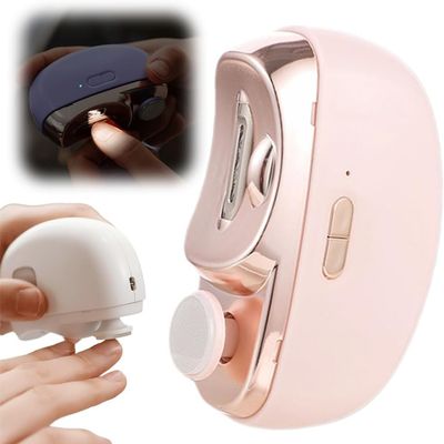 2 in 1 Electric Nail Clippers, Upgrade Electric Polishing Automatic Nail Clippers for Fingers and Toes, Electric Nail Trimmer for Senior Adults, 2 Adjustable Speeds (Pink)