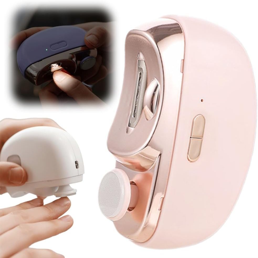 2 in 1 Electric Nail Clippers, Upgrade Electric Polishing Automatic Nail Clippers for Fingers and Toes, Electric Nail Trimmer for Senior Adults, 2 Adjustable Speeds (Pink)