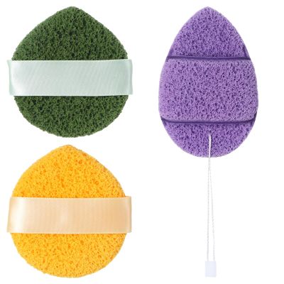 3PCS Facial Sponges, Colorful Face Scrubber for Cleansing and Exfoliating, Reusable Daily Cleansing Face Pads, Compressed Blackhead Remover for Skin(Green Yellow Pink)