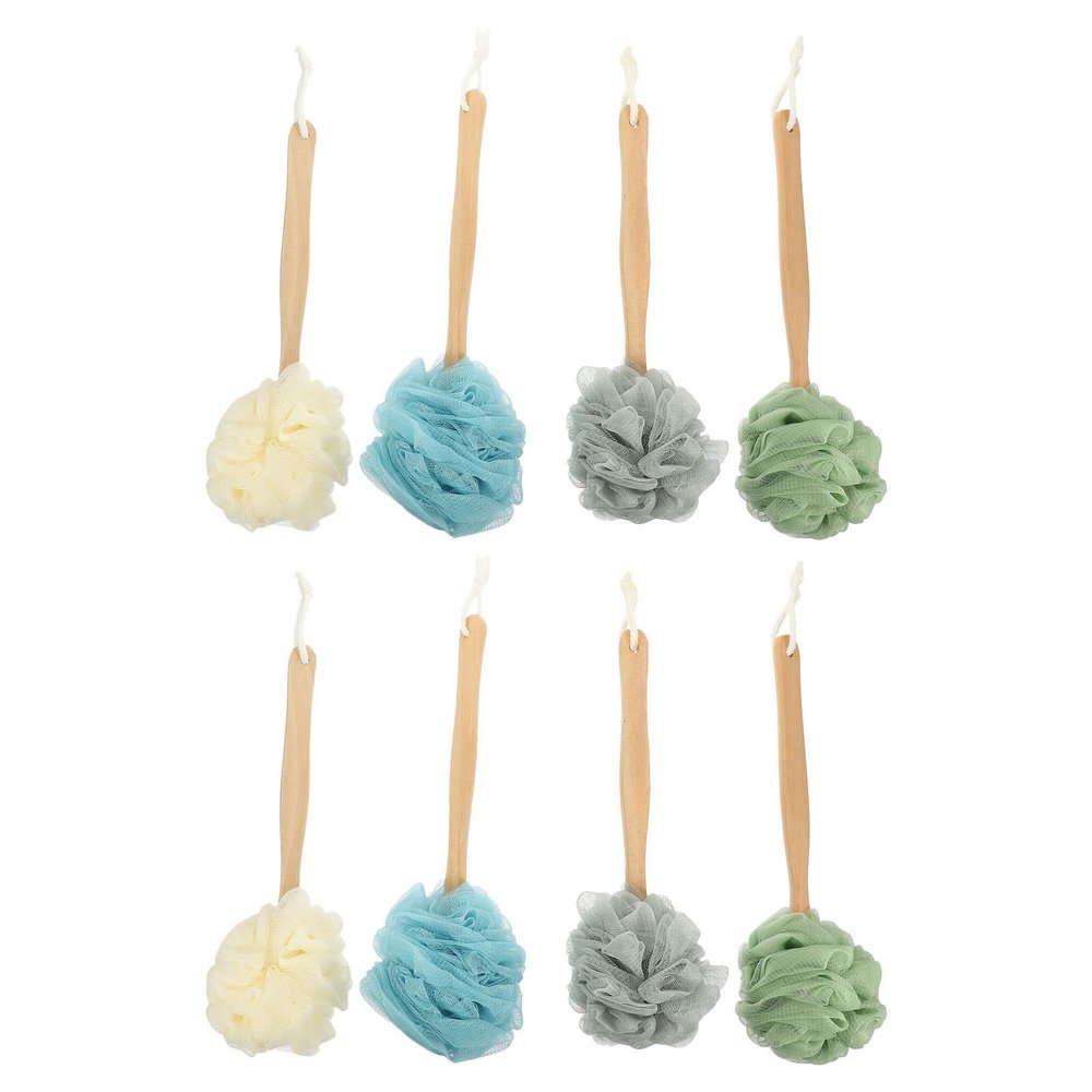 Abaodam 8pcs Shower Scrubber with Long Handle: Back Cleaning Scrubber - Gentle Exfoliating Bath Brush Body Scrub Exfoliating Bath Brush