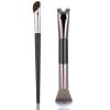 2 Pcs Corner Brush Eye Stamper, Nose Contour Brush for Nose Sculpting & Defining, U-Shaped & Fluffy Brushes Set, Angled Tilt Design for Cream and Liquid Products view 1