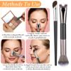 2 Pcs Corner Brush Eye Stamper, Nose Contour Brush for Nose Sculpting & Defining, U-Shaped & Fluffy Brushes Set, Angled Tilt Design for Cream and Liquid Products view 3