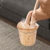 ARPITUYN Wooden Footbath Bucket, 15.75'' Height Foot Bath Bucket with Lid and Stool, Pedicure Bowl Footbath Barrel, Solid Wood Feet Massage Barrel for Home Use, Foot Spas, Bath Centers view 3