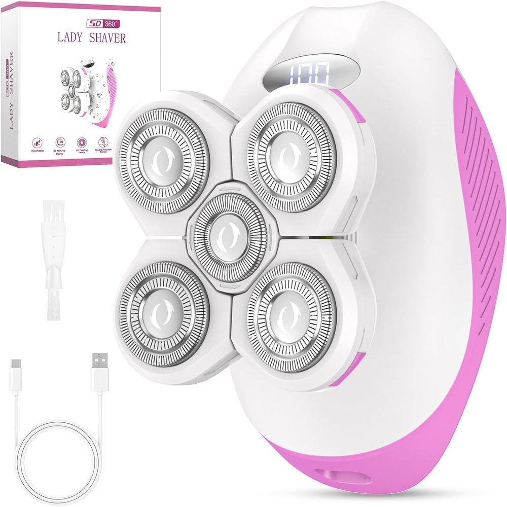 Electric Razors for Women, Wet and Dry Use, Cordless Electric Razor Hair Remover Anti-Slip Lady Trimmer for Women's Leg, Hand, Bikini and Face Sensitive SkinPink