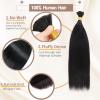 Human Braiding Hair Straight Human Hair Bundles 1 Bundle Unprocessed 26inch Micro Hair extensions human hair For Braiding Natural Black for Women Sew-In view 4