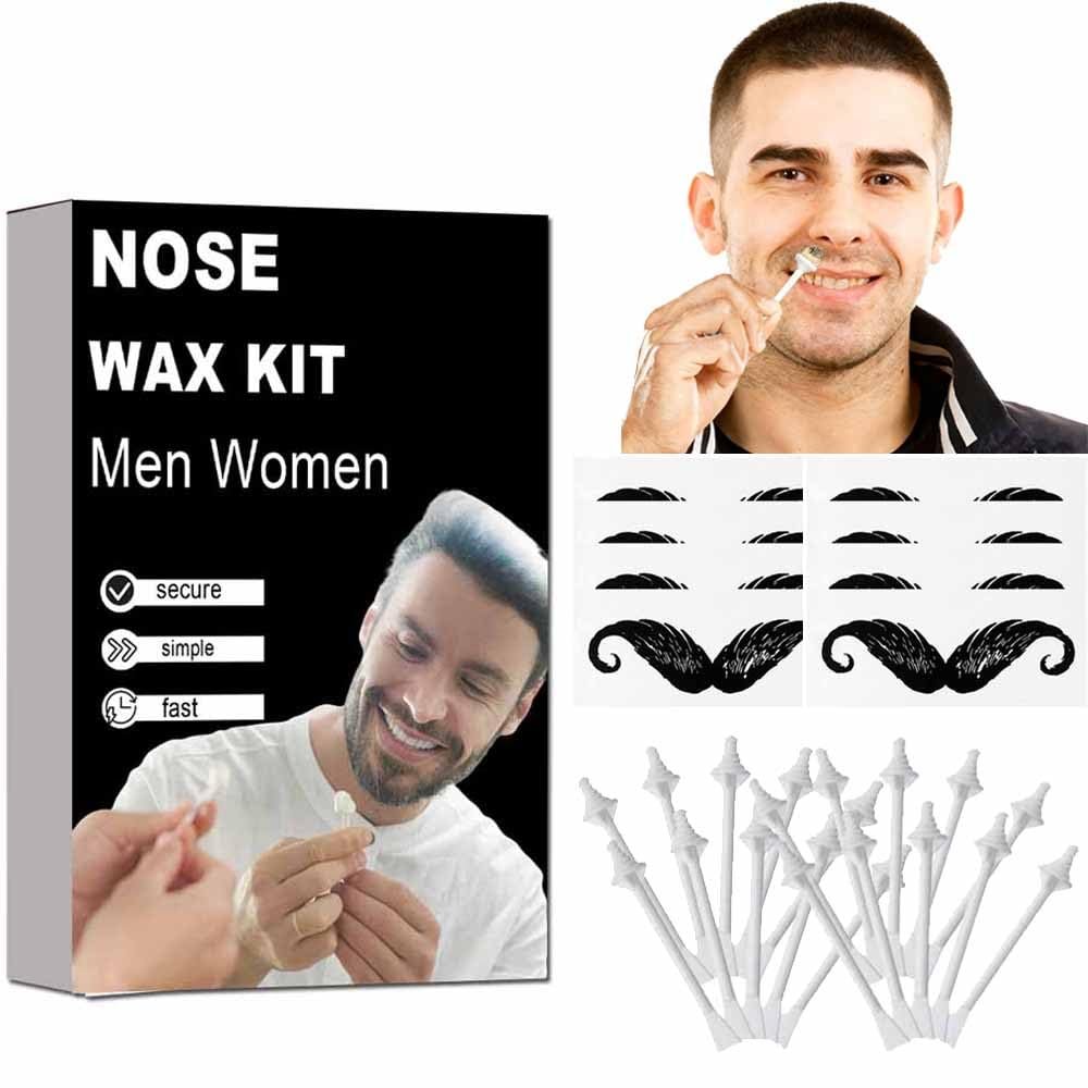 50pcs Nasal Wax Stick with 20pcs Mustache Stickers Depilation Nasal Wax Applicator for Nostril Cleaning Ear Depilator Accessories Beeswa
