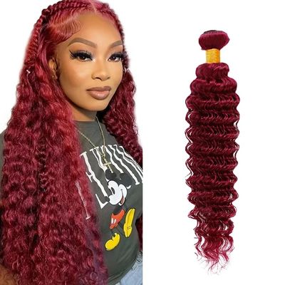 Burgundy Bundles Human Hair Burgundy Deep Wave Bundles 20 inch Red Human Hair Bundle 99J Deep Wave Bundle 50g