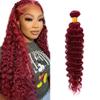 Burgundy Bundles Human Hair Burgundy Deep Wave Bundles 20 inch Red Human Hair Bundle 99J Deep Wave Bundle 50g view 1