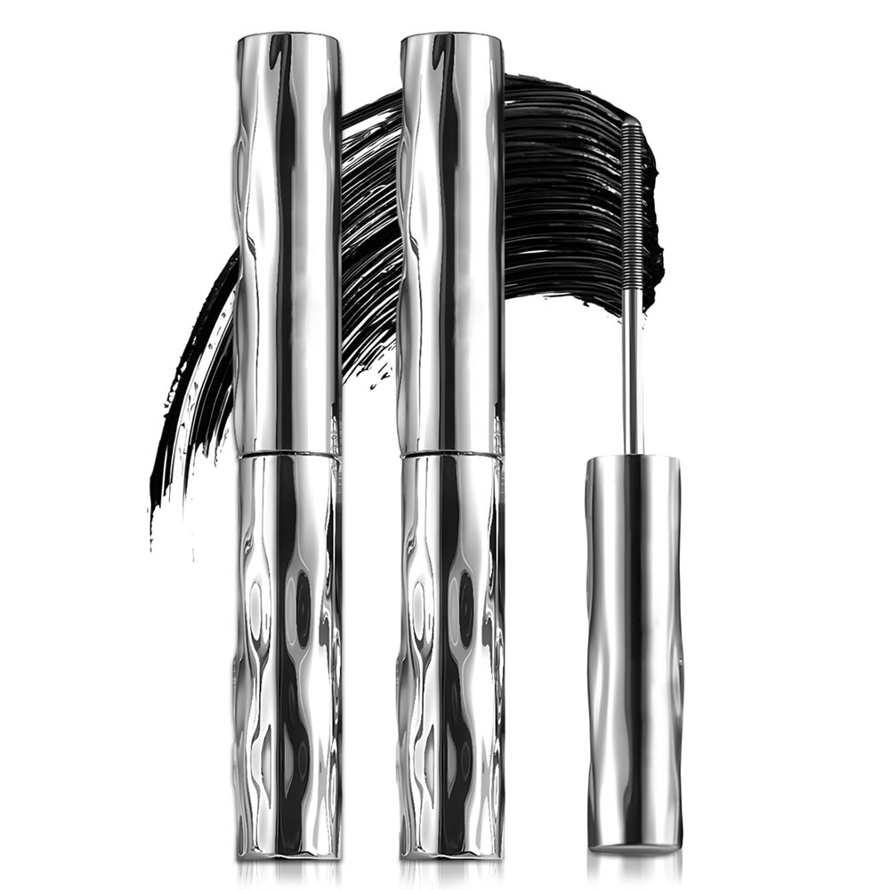 2026 New Iron Wand Mascara, 3D Curling Wand Mascara, Black Washable Metal Mascaras, Long-Lasting Waterproof 3D Curling Eyelash Iron Mascaras with No Flaking (Black#2Pcs)