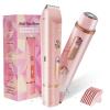 Bikini Trimmer for Women 2in1 High Power Epilators Hair Removal Waterproof Electric Razors Women's Electric Razor Pubic Hair Trimmer Shaver for Women for Ladies Pubic, Face, Underarms, Legs (Pink) view 1