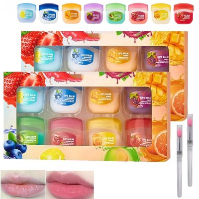 8PCS Fruity Lip Gloss and Balm Set,Lip Balm Lip Moisturizing Set 8 Kinds Of Fruit Flavor Lip Mask,For Dry Peeling,Dull, Lip Lines, Long-Lasting Moisturizing, Hydrating Lip Care (2set)