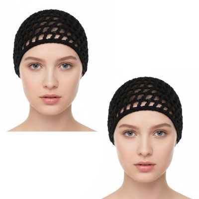 2-Pack Stretchy Mesh Hair Wrap Caps for Women Breathable Sleeping & Drying Snood for Curly Hair, Silk Press, Natural Styles Adjustable Knit Bonnet, Hair Net Cover