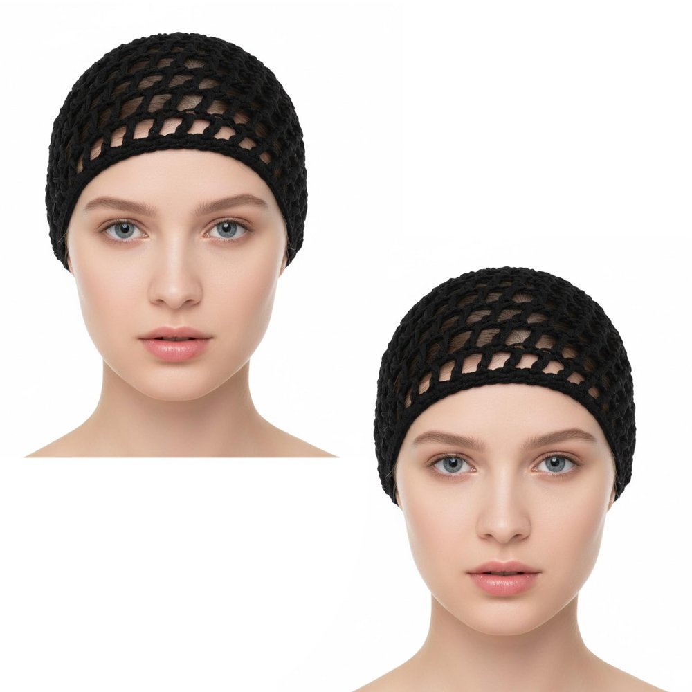 2-Pack Stretchy Mesh Hair Wrap Caps for Women Breathable Sleeping & Drying Snood for Curly Hair, Silk Press, Natural Styles Adjustable Knit Bonnet, Hair Net Cover
