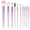 10Pcs Pink Makeup Brushes Set Professional Eye Shadow Brushes Set Kit for Blush Lip Foundation Eyebrow Loose Powder and Fan Brushes with Sequins Handle Make up Blending Brushfor Women Gift view 1