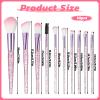 10Pcs Pink Makeup Brushes Set Professional Eye Shadow Brushes Set Kit for Blush Lip Foundation Eyebrow Loose Powder and Fan Brushes with Sequins Handle Make up Blending Brushfor Women Gift view 3