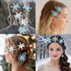 8Pcs Christmas Hair Clip Organizer Blue White Snowflake Hair Clips with Rhinestone Artificial Snowflake Small Hair Barrettes Cute Christmas Hair Accessories for Women Holiday Barrettes Decoratives view 2