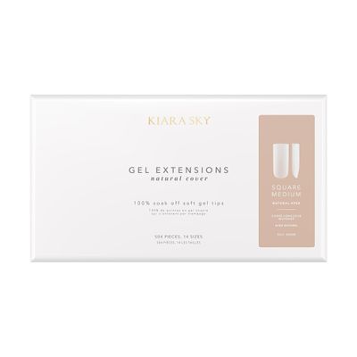 Kiara Sky Gel Nail Extension Tips Natural Cover, 504 pieces, Square shape, Medium (M)