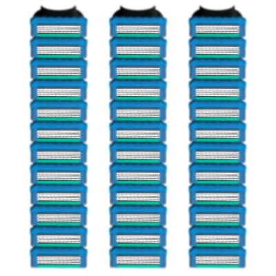 36 Blades Replacement Parts for GL-Fusion 5 Style Razors (Blue-Green), Wet Razors Men's Blades Value Packs