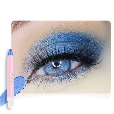 2in1 Shimmer Cream Eye Shadow Stick - Royal Blue, Eyeliner Pencil Eyeshadow Palette Makeup, Waterproof Long Lasting Brightener, Crease Proof & Smudge Resistant, Cream Eyeshadow with Built-in Smudger