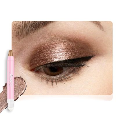 2in1 Shimmer Cream Eye Shadow Stick -Bronze, Eyeliner Pencil Eyeshadow Palette Makeup, Waterproof Long Lasting Brightener, Crease Proof & Smudge Resistant, Cream Eyeshadow with Built-in Smudger