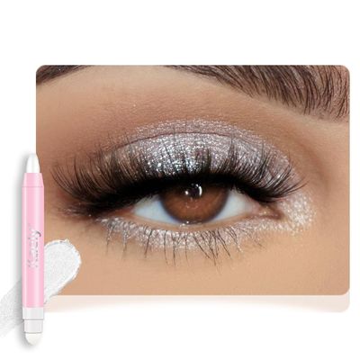 2in1 Shimmer Cream Eye Shadow Stick - Pearl White, Eyeliner Pencil Eyeshadow Palette Makeup, Waterproof Long Lasting Brightener, Crease Proof & Smudge Resistant, Cream Eyeshadow with Built-in Smudger