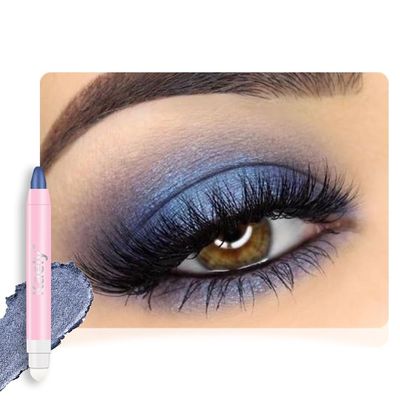 2in1 Shimmer Cream Eye Shadow Stick -Midnight Blue, Eyeliner Pencil Eyeshadow Palette Makeup, Waterproof Long Lasting Brightener, Crease Proof & Smudge Resistant, Cream Eyeshadow with Built-in Smudger