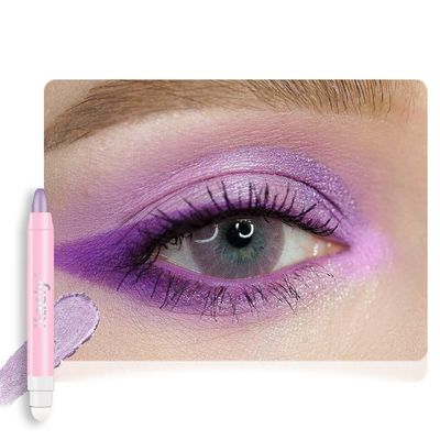 2in1 Shimmer Cream Eye Shadow Stick - Violet, Eyeliner Pencil Eyeshadow Palette Makeup, Waterproof Long Lasting Brightener, Crease Proof & Smudge Resistant, Cream Eyeshadow with Built-in Smudger