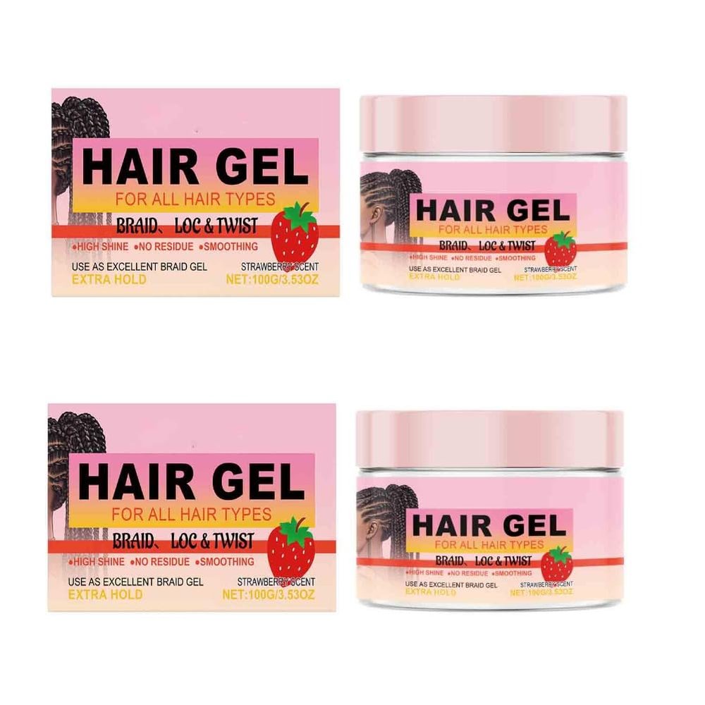 2PCS Hair Braiding Styling Gel - Moisturize Hair, Long - lasting Style, Fresh Fruit Scent, Add Elasticity, Prevent Splitting, 100g