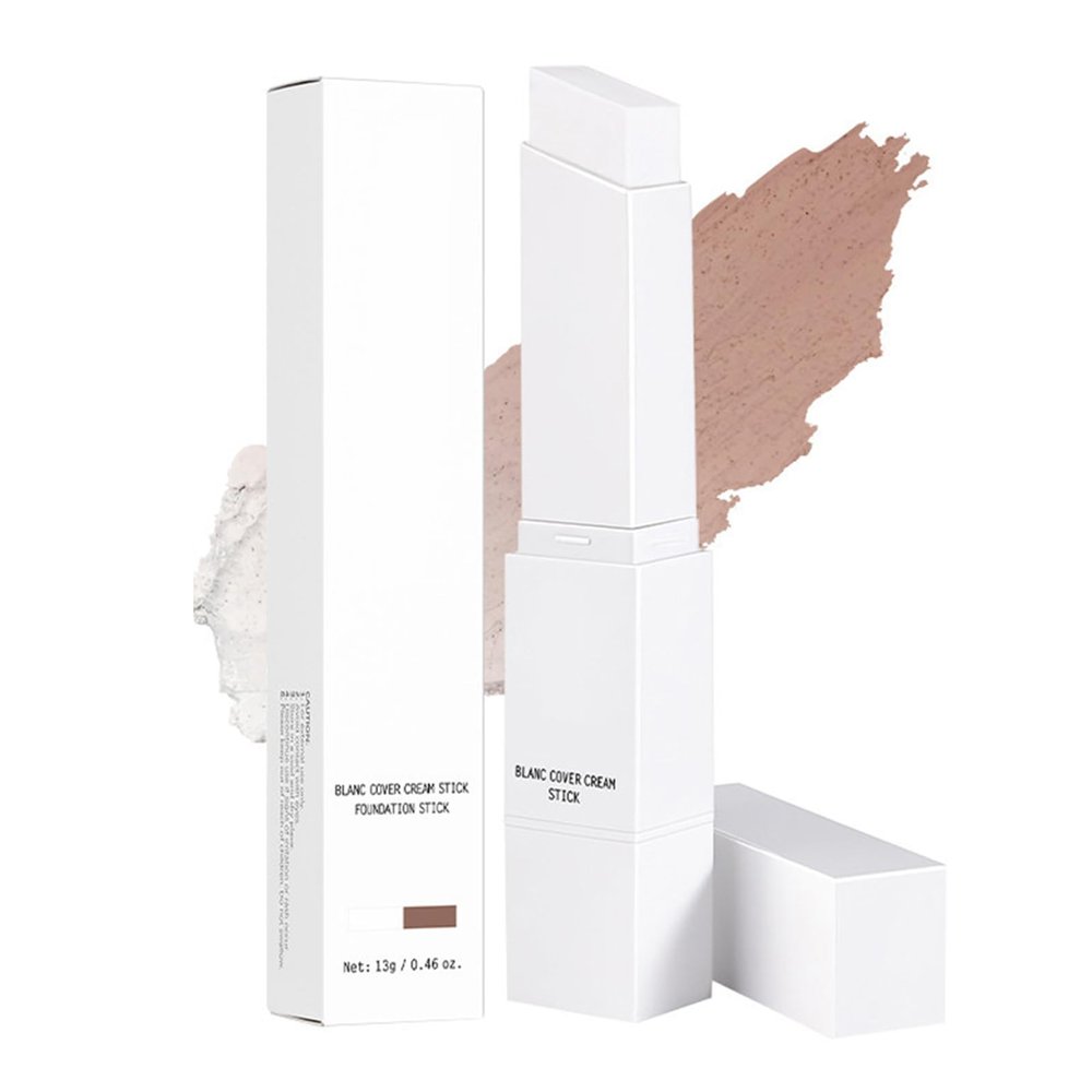 Cover Cream Stick, Color Changing Foundation Stick with Medium Coverage Dewy Finish, Hydrating Concealer Base Makeup, Dual-Ended Detachable Brush for Skin Matching All Skin Tones (tan)