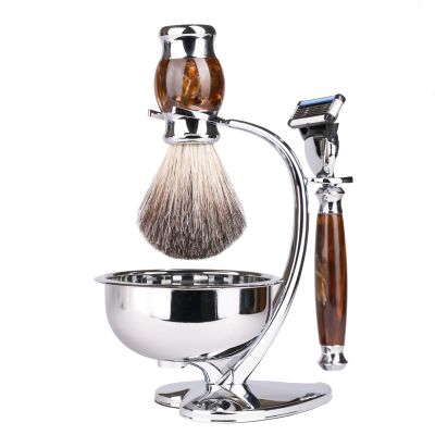 Magyfosia Luxury Shaving Kit for Men with F5 5-Blade Safety Razor,Heart Shape Magnetic Stand & Badger Hair Brush,Soap Bowl - Ideal Gift for Dad,Husband,Boyfriend
