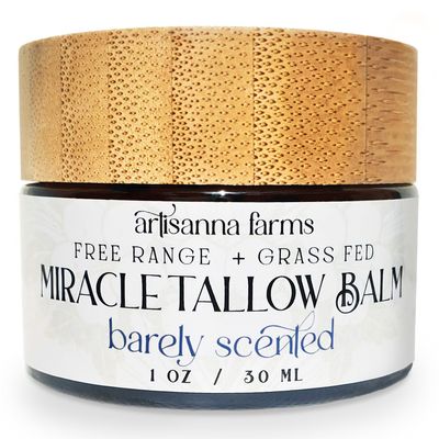 Artisanna Farms Miracle Tallow Balm - Hand-Crafted in the USA With Manuka Honey, Grass-Fed Tallow & Medicinal Plants for Healing & Nourishing All Skin Types (1 oz, Barely Scented)