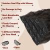 FESHFEN Clip in Hair Extensions for Women - 4 Pcs Thick Double Weft Long Wavy Soft Synthetic Blends Well Hair Extension, 24 inch Black Brown view 3