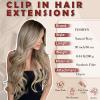 FESHFEN Clip in Hair Extensions for Women - 4 Pcs Thick Double Weft Long Wavy Soft Synthetic Blends Well Hair Extension, 24 inch Black Brown view 4