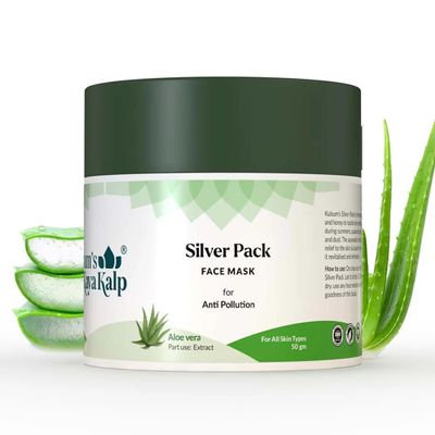 Mahant Herbals Silver Skin Care Pack | With Silver Leaf & Aloe Vera | For Men & Women | All Skin Types | 50g