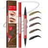 2-in1 Dual Tip Microblading Eyebrow Pencil for Women - Waterproof Smudge Proof Faux Brow Pen with Dual Brush for Natural Hair Like Strokes, Long Lasting Define & Fill (Brown) view 1