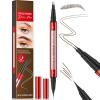 2-in1 Dual Tip Microblading Eyebrow Pencil for Women - Waterproof Smudge Proof Faux Brow Pen with Dual Brush for Natural Hair Like Strokes, Long Lasting Define & Fill (Brown) view 2