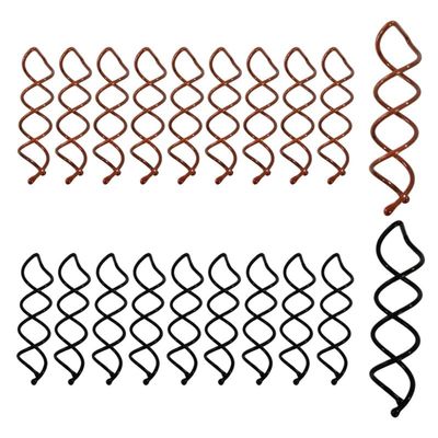 20 PCS Spiral Hair Pins Alloy Spin Pins for Hair Bun Twist Spiral Pins with Non-Scratch Rounded Tips for Women, Black and Brown