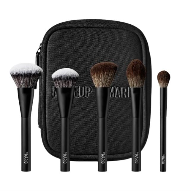 MAKEUP BY MARIO Marios Essential 5-Piece Travel Face Brush Set with Case. LIMITED EDITION