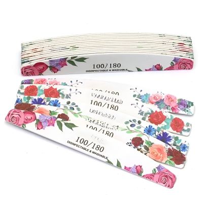 10pcs Double-Sided Nail Files 100/180 Grit Emery Board Set  Reusable Washable Wood Nail Buffers for Manicure Pedicure