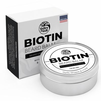 Biotin Beard Balm for Men Made in USA Beard Growth & Moisturizer with Castor Oil & Jojoba Oil Organic Styling Wax for Thickening & Softening Mustache Conditioner