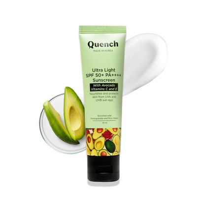 Qu_ch Ultra Light SPF Sunscreen With Avocado, Vitamins C and E, Rice Water, UVA & UVB Protection, Non-Sticky Formula for All Skin Types