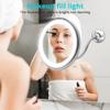 Stylebest 10X Magnifying Makeup Mirror with Light, Flexible Rotating Gooseneck Adjustable Height Suction Cup, Foldable Travel Mirror Wall Mounted, with 14 LEDs, for High Precision Makeup (White) view 3
