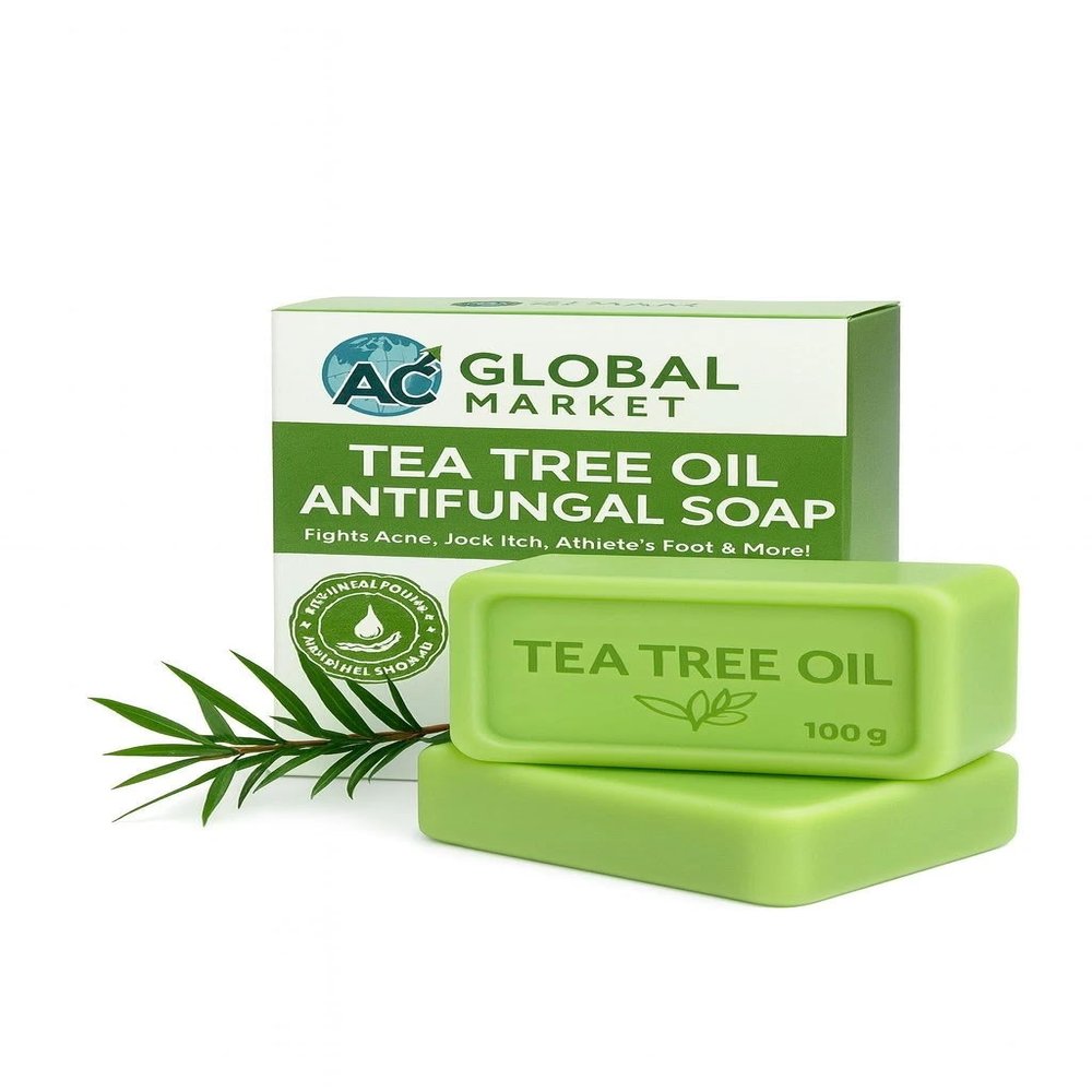Tea - Tree Relief Soap Bar  Natural Antifungal Cleansing Soap with Tea - Tree Oil & Green Tea | 3.5oz Herbal Face & Body Bar for Acne, Odor & Fungal Care | Vegan & Sulfate-Free