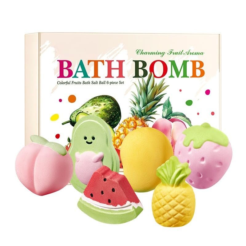 Bath Bombs Fruit Shaped Scented Natural Relaxing Bath Bombs Aromatherapy Bubble Bath & Fizzy Gifts for Spa, Birthday & Stocking Stuffers