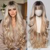 Nuxovin Golden Blonde Ombre Wigs Human Hair Long with Bangs for Women & Girls Lightweight Party-Ready Glueless (Gold highlights, 30inch) view 1