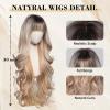 Nuxovin Golden Blonde Ombre Wigs Human Hair Long with Bangs for Women & Girls Lightweight Party-Ready Glueless (Gold highlights, 30inch) view 2