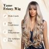 Nuxovin Golden Blonde Ombre Wigs Human Hair Long with Bangs for Women & Girls Lightweight Party-Ready Glueless (Gold highlights, 30inch) view 3